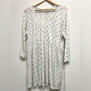 Motherhood Maternity Babydoll Knit Polka Dot Tie Waist V Neck Top XL